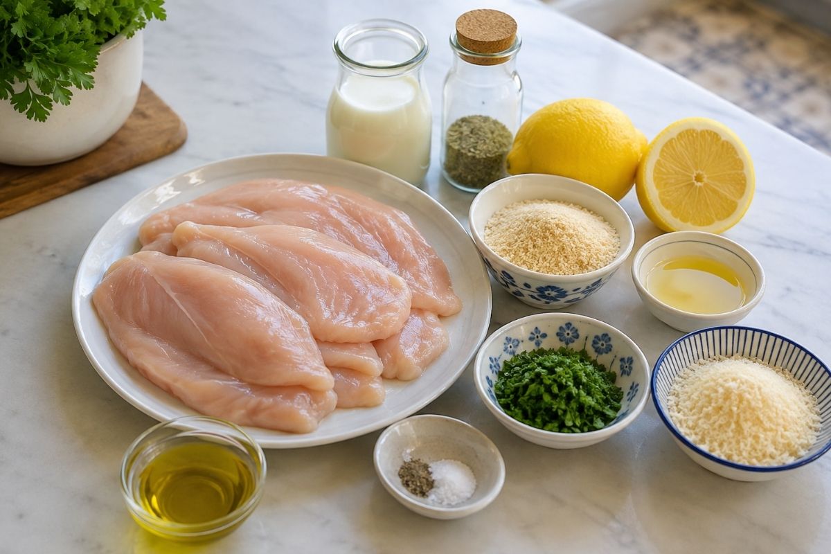Pollo panato al limone con parmigiano ingredienti Pollo panato al limone con parmigiano, ingredienti