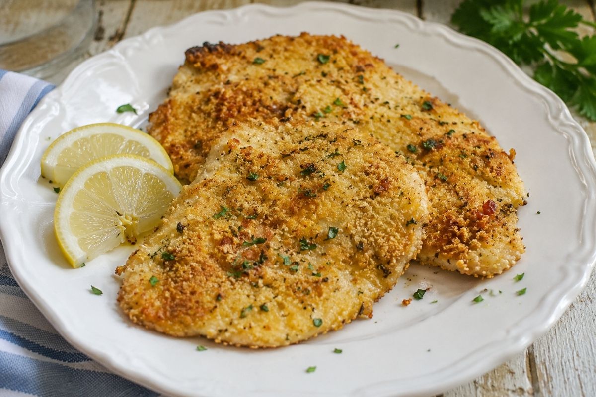 Pollo panato al limone con parmigiano
