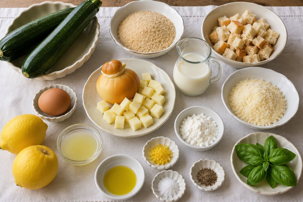 Polpette di zucchine con cuore di scamorza e crema al limone ingredienti Polpette di zucchine con cuore di scamorza e crema al limone, ingredienti