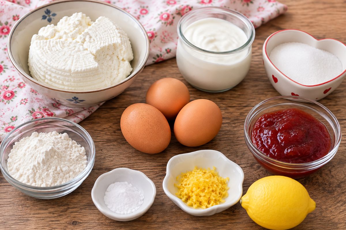 Torta di ricotta e yogurt con confettura in friggitrice ad aria ingredienti Torta di ricotta e yogurt con confettura in friggitrice ad aria, ingredienti