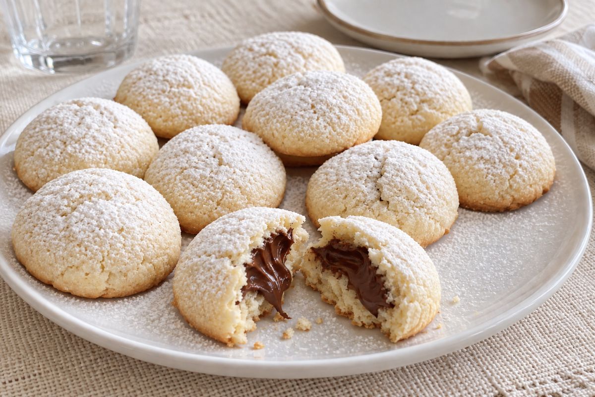 Biscotti alla ricotta con cuore di Nutella