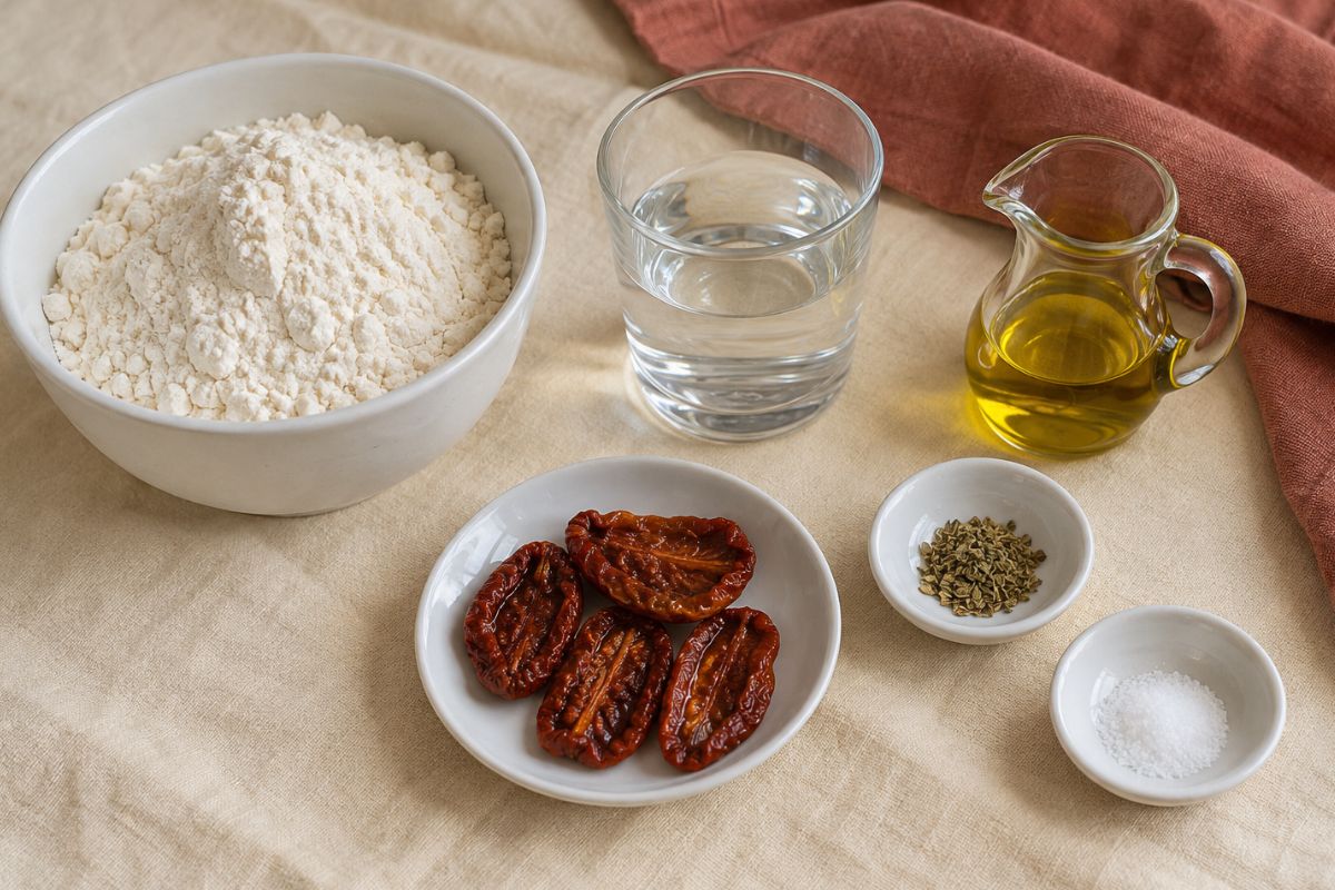 Crackers ai pomodori secchi in friggitrice ad aria, ingredienti