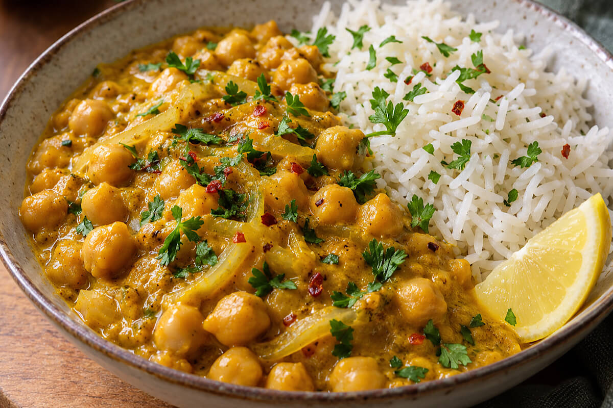 Curry di ceci con riso basmati