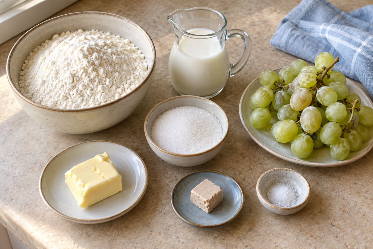 Focaccia dolce alluva con il Bimby ingredienti Focaccia dolce all’uva con il Bimby, ingredienti