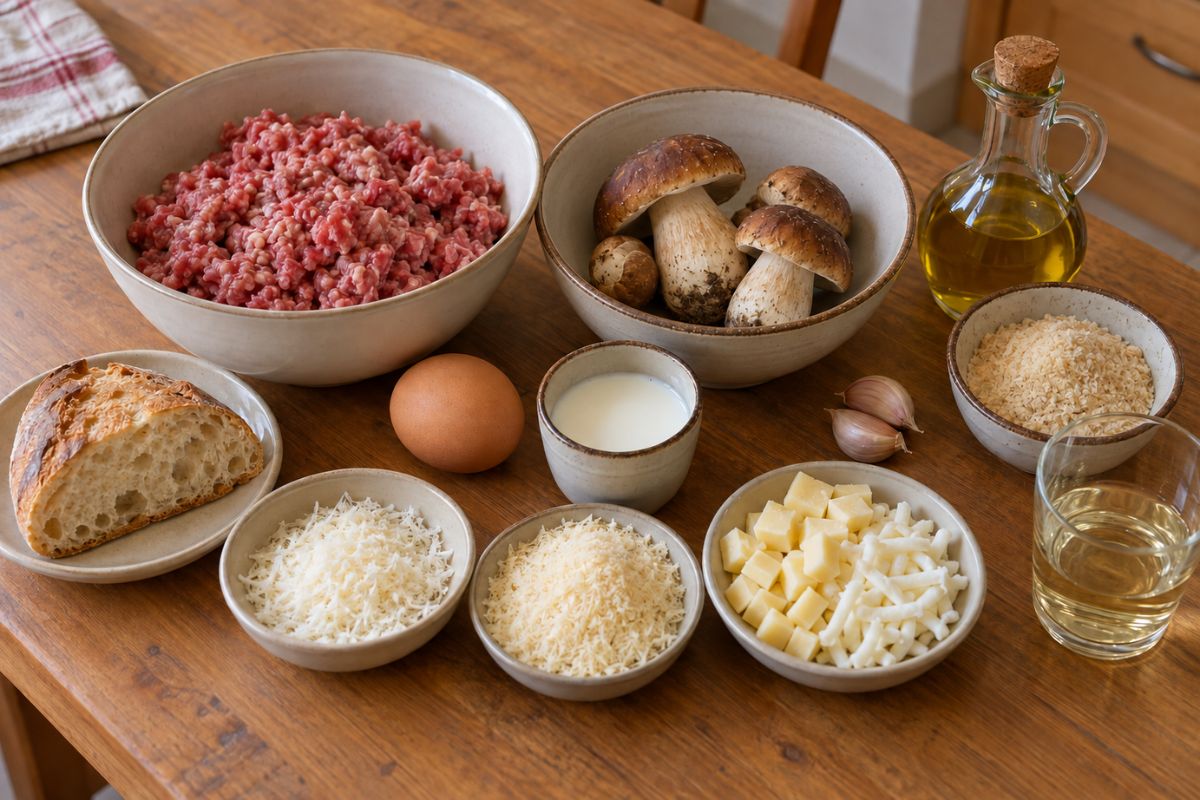 Medaglioni di carne con funghi e cuore filante ingredienti Medaglioni di carne con funghi e cuore filante, ingredienti