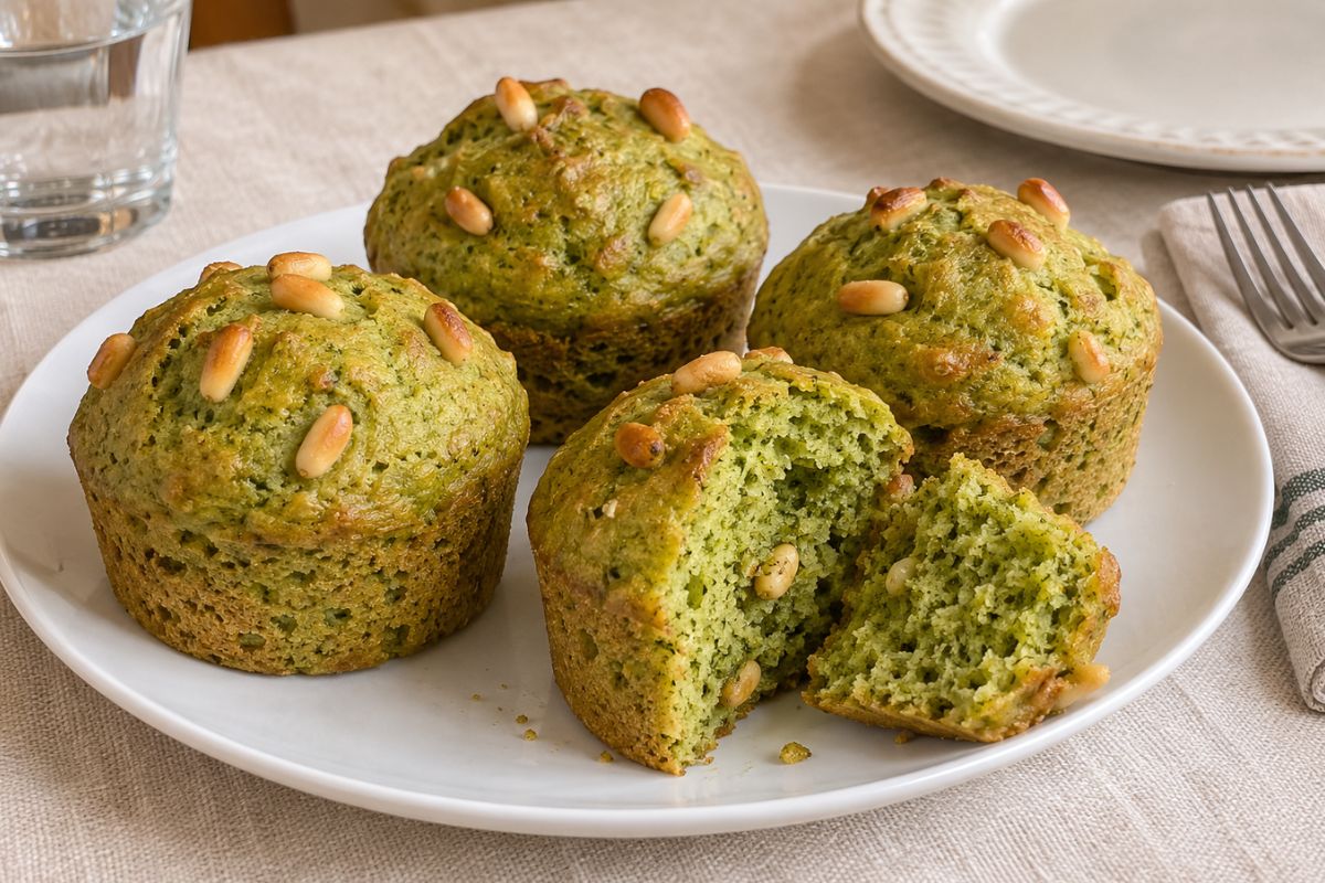 Muffin salati basilico e pinoli senza uova in friggitrice ad aria