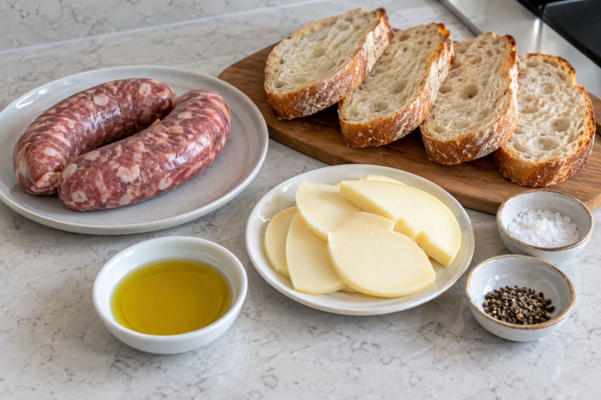 Pane con salsiccia e provola in friggitrice ad aria, ingredienti
