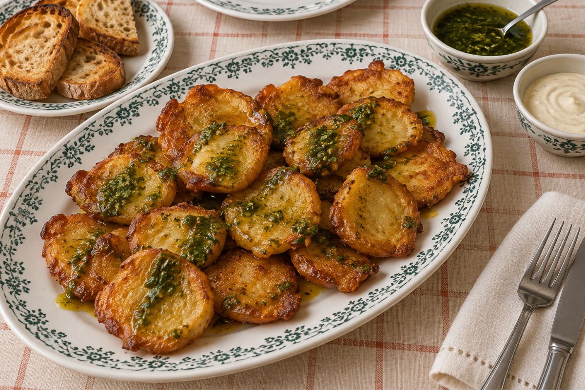 Patate soffiate croccanti con olio alle erbe