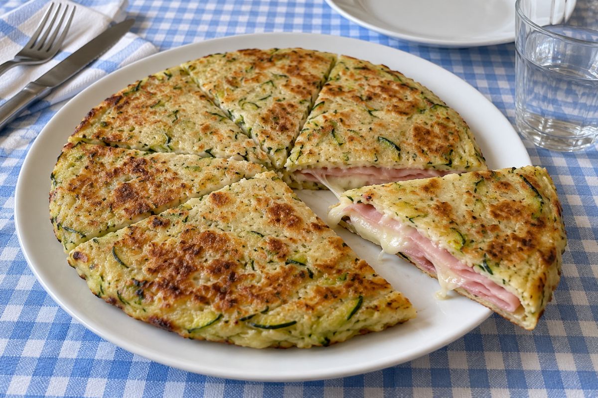 Schiacciata di zucchine ripiena in padella