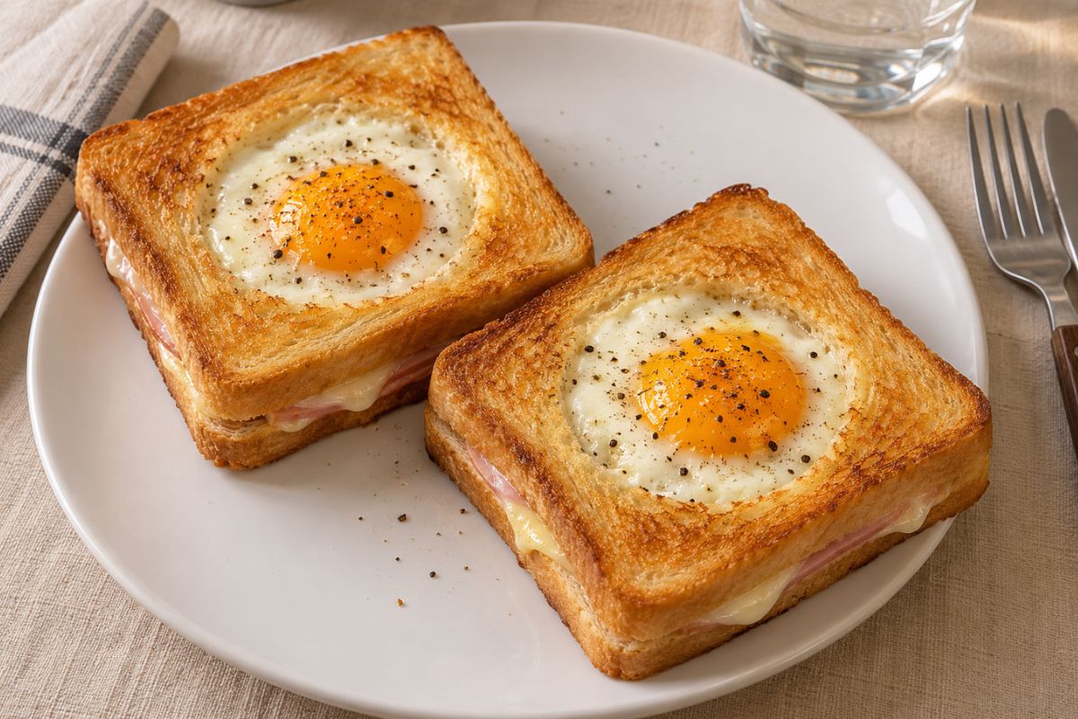 Toast con uovo in friggitrice ad aria