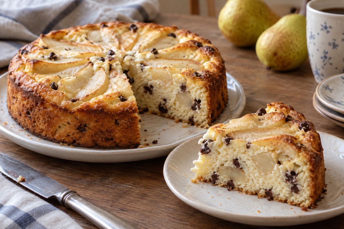 Torta ricotta, pere e cioccolato in friggitrice ad aria
