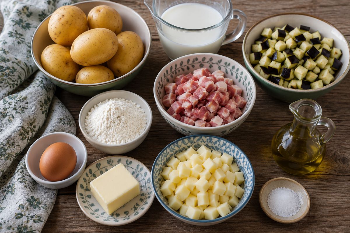 Tortini di patate con pancetta melanzane e scamorza con il Bimby ingredienti Tortini di patate con pancetta, melanzane e scamorza con il Bimby, ingredienti