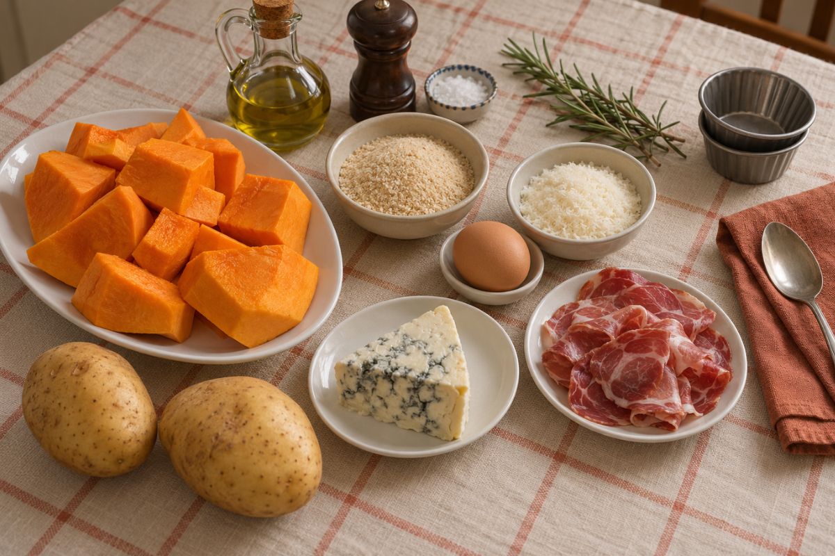 Tortini di zucca e patate in friggitrice ad aria, ingredienti