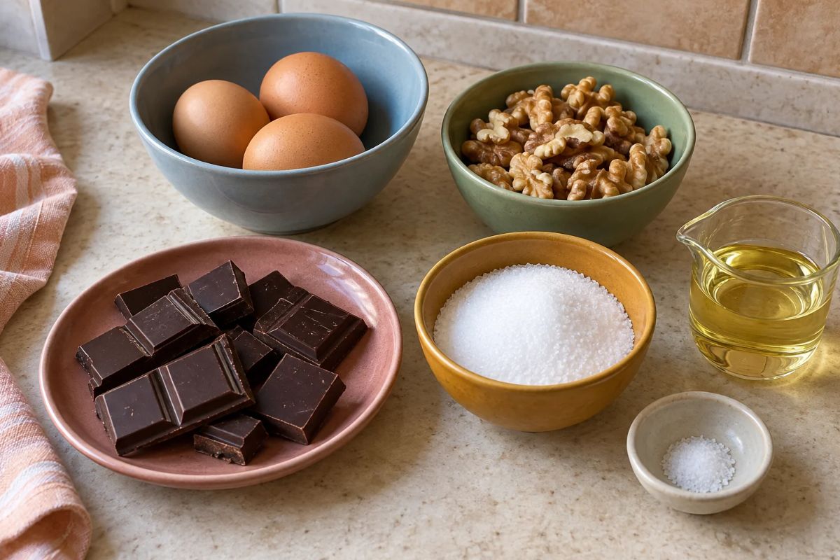 Brownies al cioccolato fondente e noci con il Bimby ingredienti Brownies al cioccolato fondente e noci con il Bimby, ingredienti