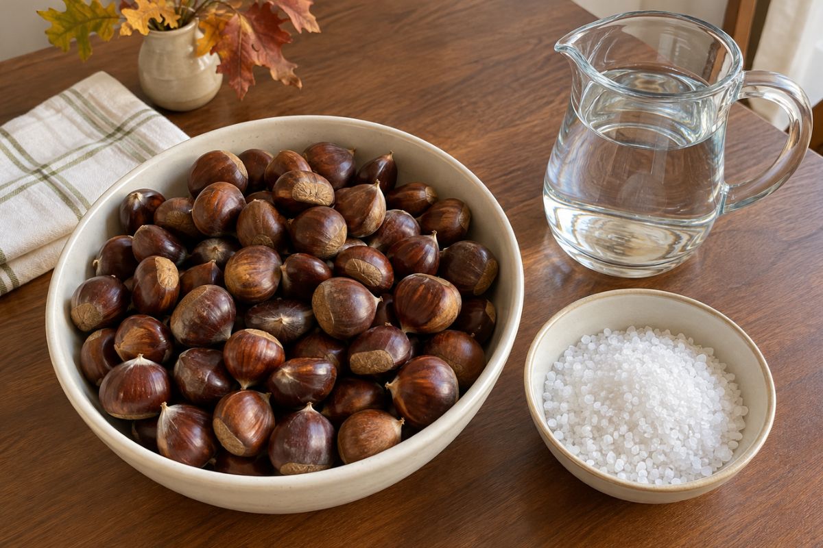 Castagne al sale in friggitrice ad aria ingredienti Castagne al sale in friggitrice ad aria, ingredienti