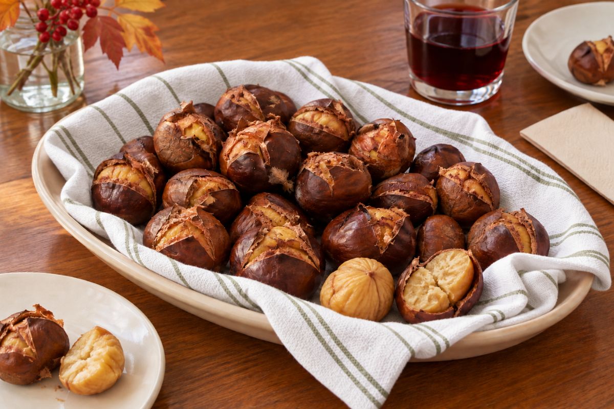 Castagne al sale in friggitrice ad aria