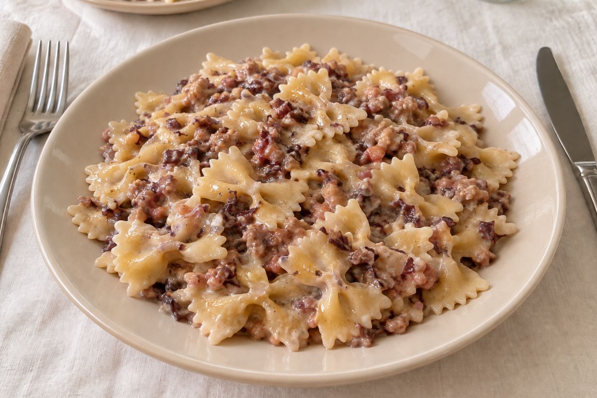Farfalle radicchio e pancetta con il Bimby