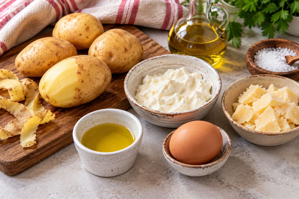 Sformatini di patate con cuore di stracciatella in friggitrice ad aria, ingredienti