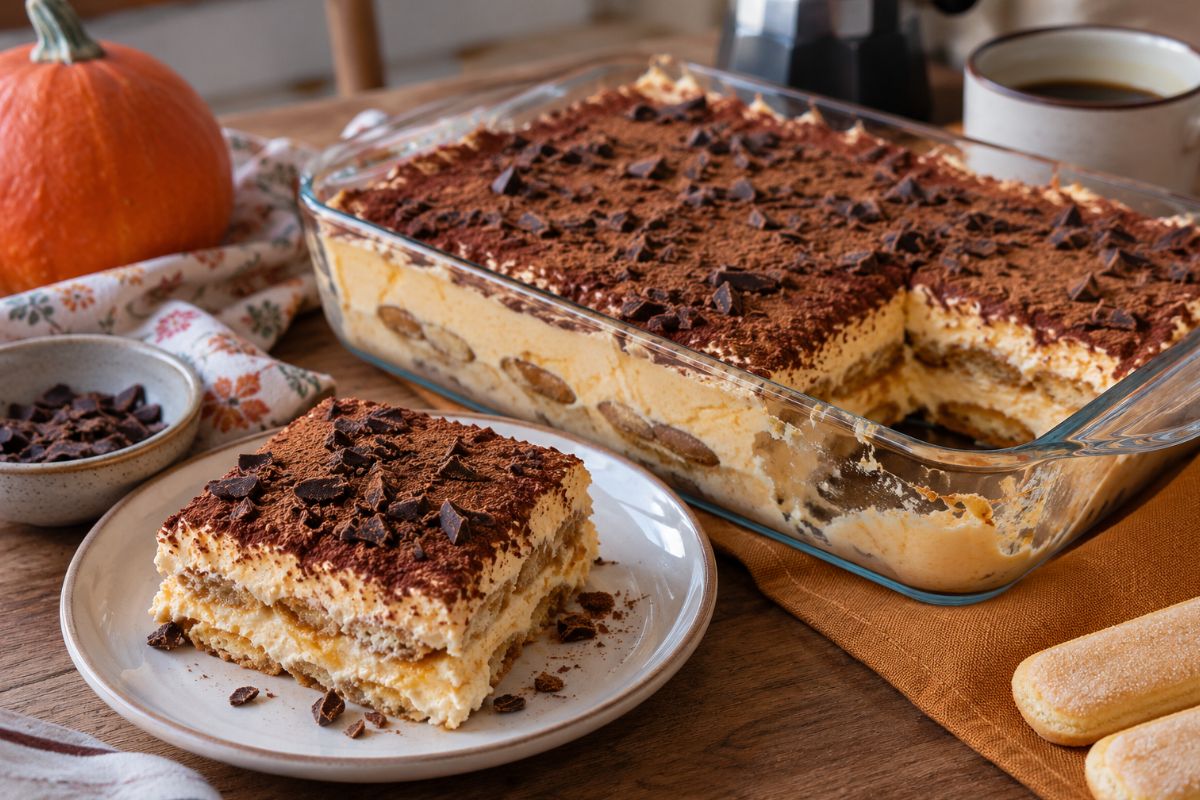 Tiramisu alla zucca con ricotta senza uova e senza mascarpone