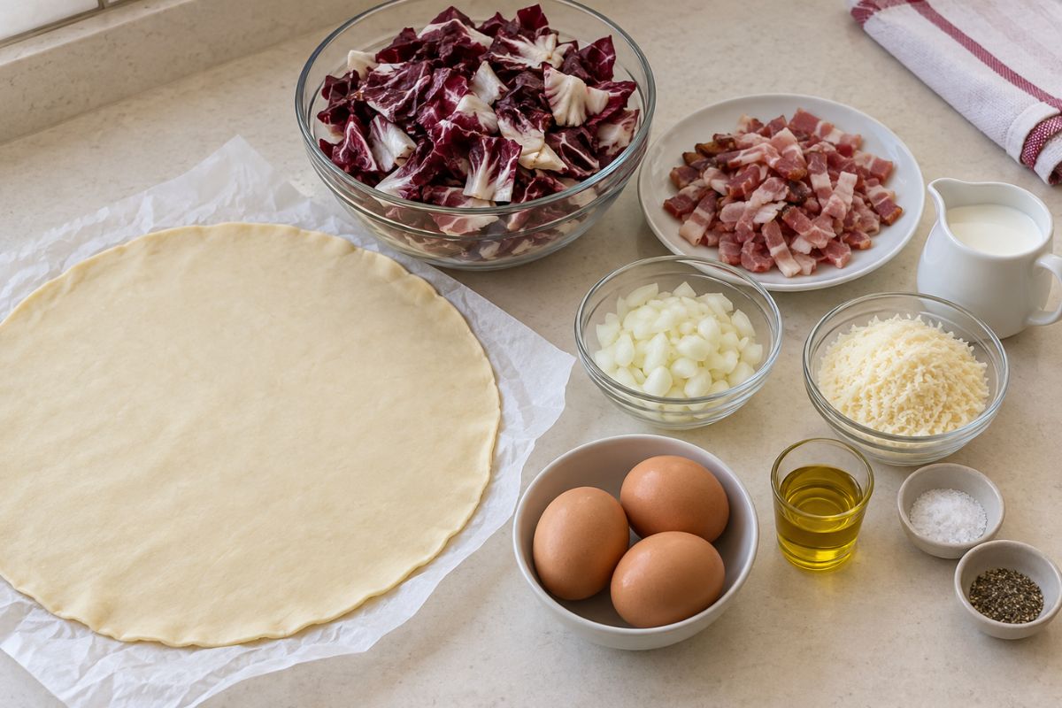Torta salata al radicchio con speck con il Bimby ingredienti Torta salata al radicchio con speck con il Bimby, ingredienti