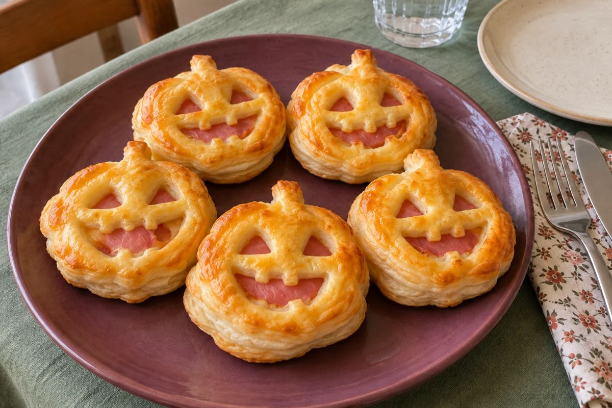 Zucchette di pasta sfoglia ripiene di prosciutto e formaggio